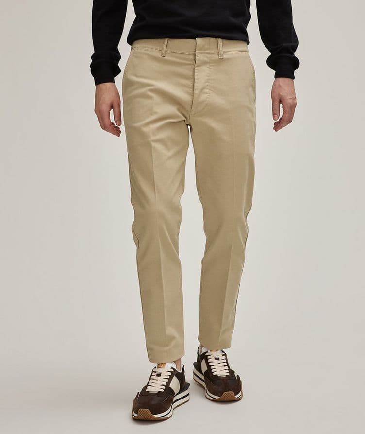 Pleated Cotton-Blend Chino Pants  image 1