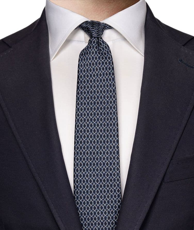 Geometric Woven Silk Tie image 2