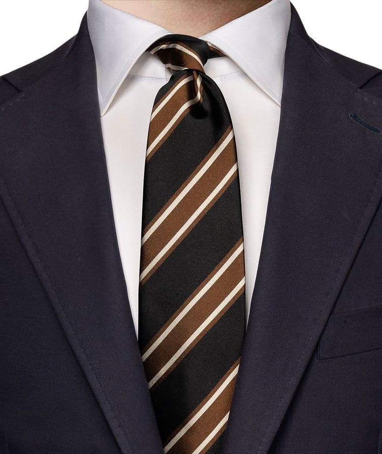 Striped Woven Silk Tie image 2