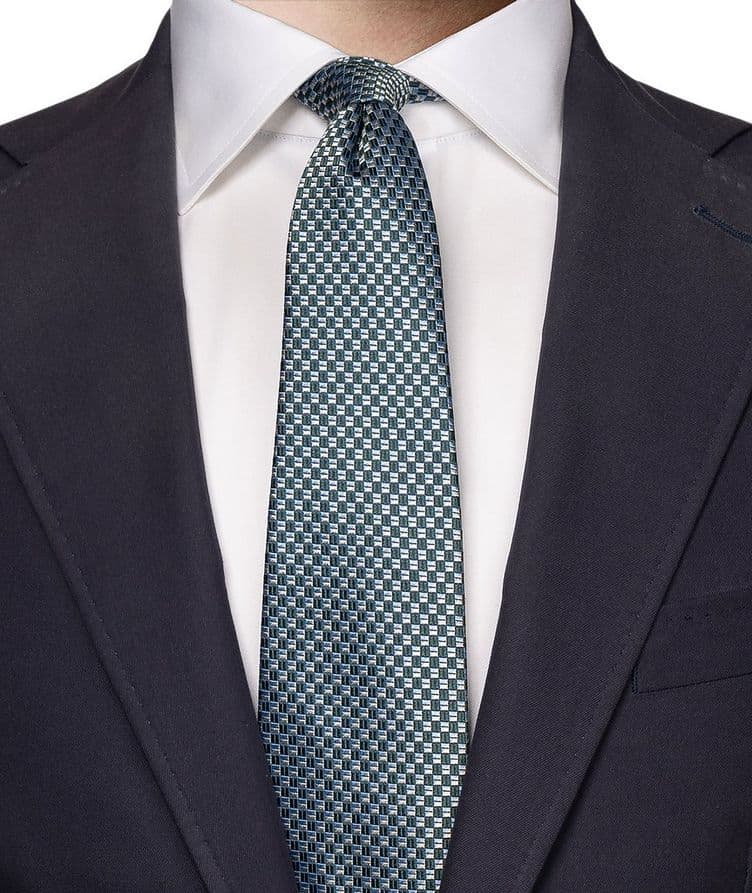 Geometric Woven Silk Tie image 2