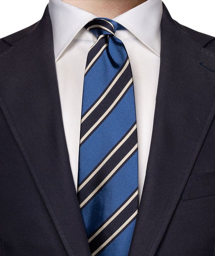 Striped Woven Silk Tie image 2