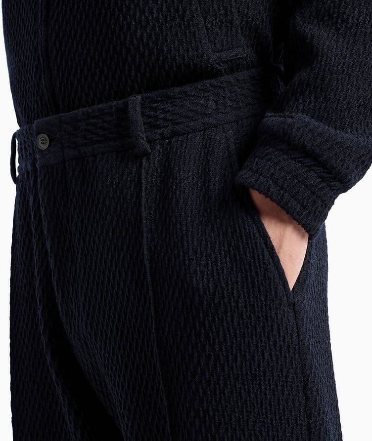 Stretch-Virgin Wool Textured Pants  image 1