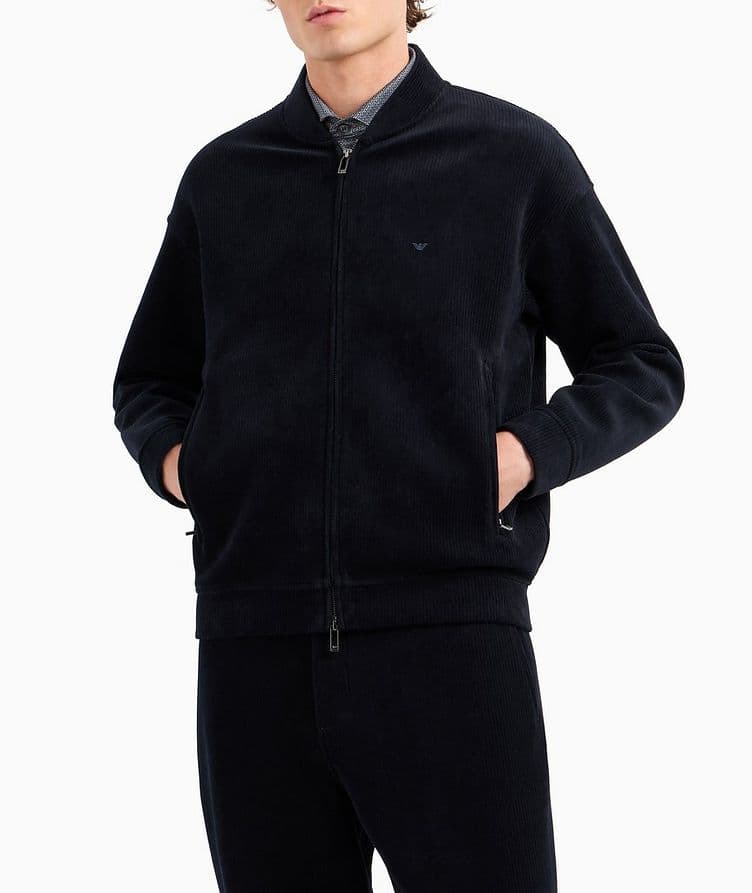 Bomber Jacket Effect Velour Sweatshirt image 1