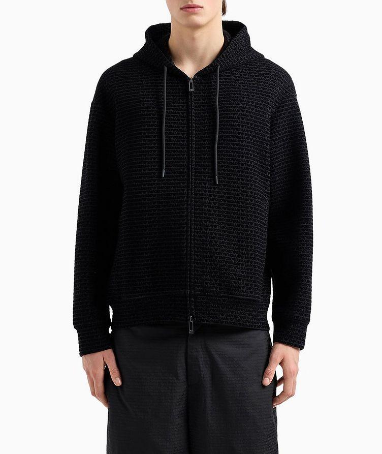 All-Over Logo Flocking Hooded Sweater image 1