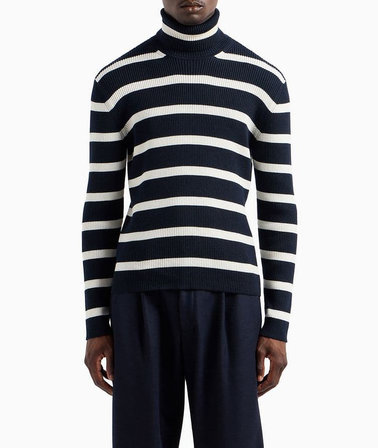 Striped Wool-Cotton Turtleneck image 1