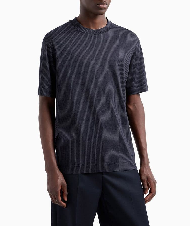 Pinstripe Lyocell-Cotton T-Shirt image 1