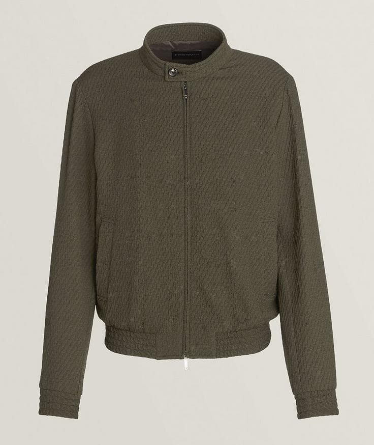 Emporio Armani Stretch-Virgin Wool Textured Blouson Jacket 