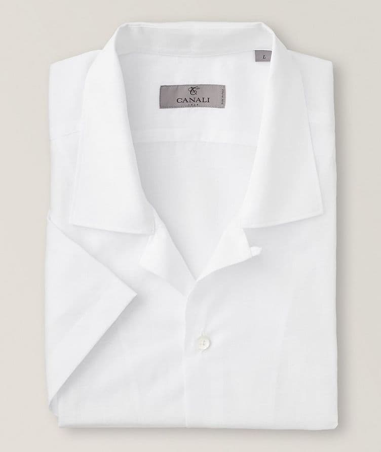 Textured Cotton-Linen Sport Shirt image 0