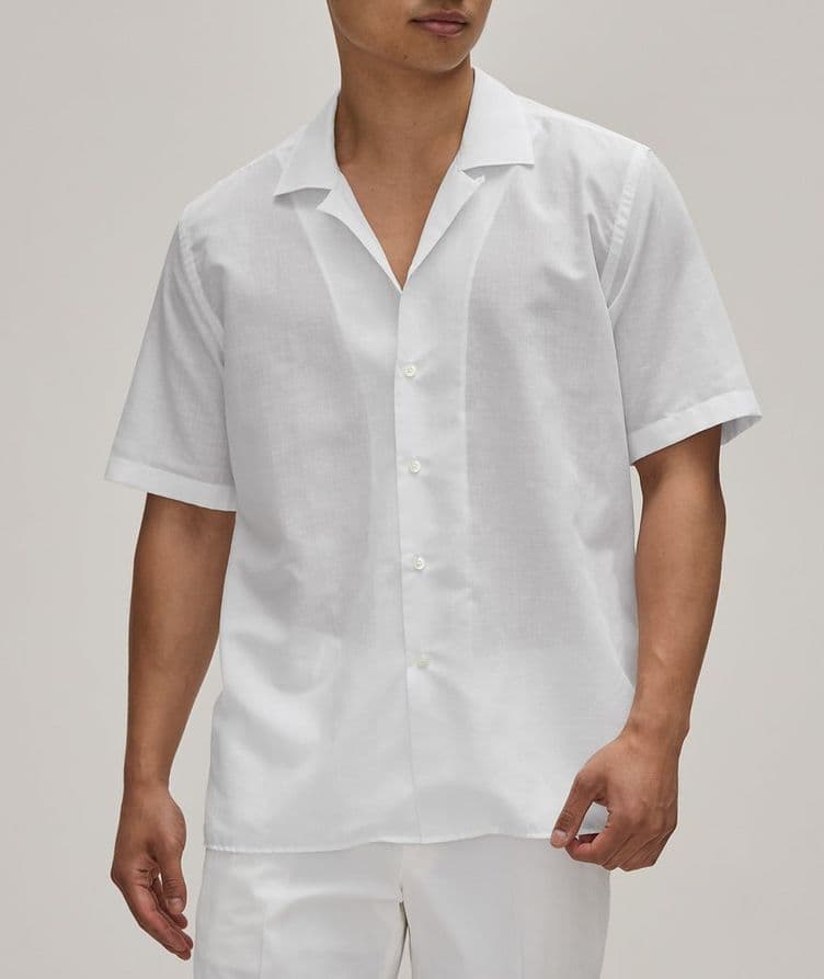 Textured Cotton-Linen Sport Shirt image 1