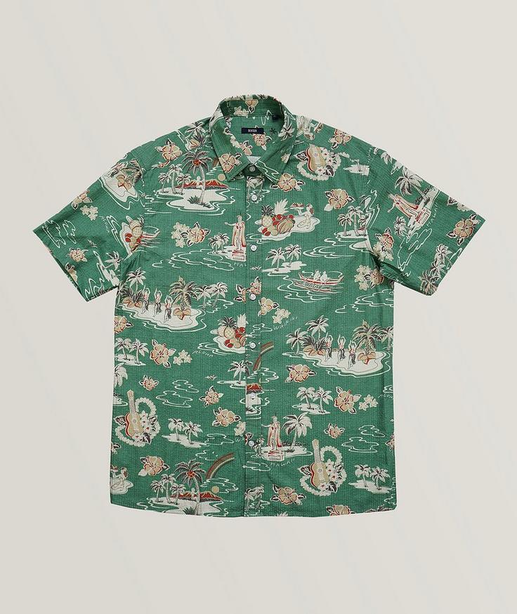 Benson Chemise Reynolds en toile seersucker à motif tropical