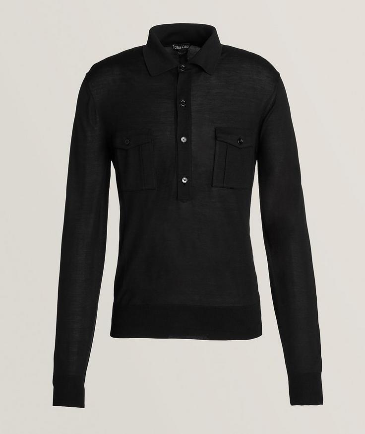 TOM FORD Silk-Blend Long-Sleeve Military Polo