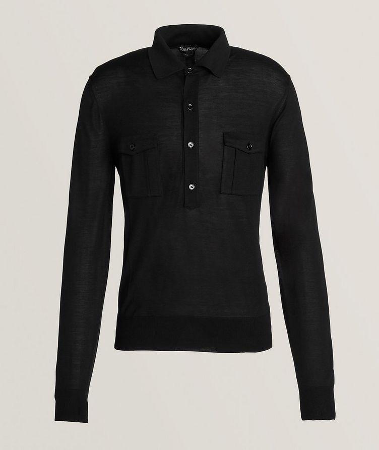 Silk-Blend Long-Sleeve Military Polo image 0