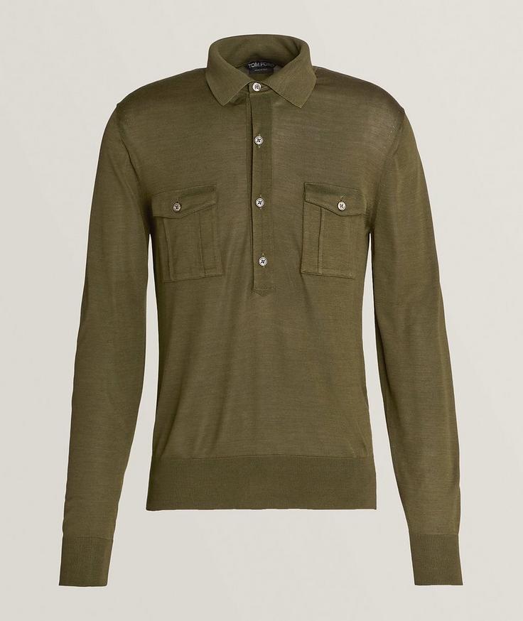 TOM FORD Silk-Blend Long-Sleeve Military Polo