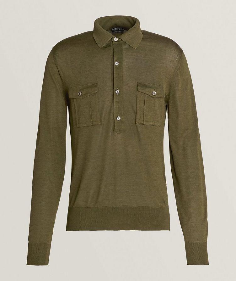 Silk-Blend Long-Sleeve Military Polo image 0