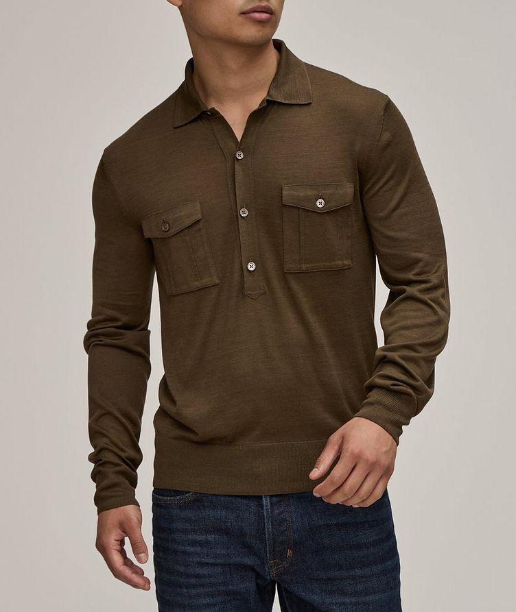 Silk-Blend Long-Sleeve Military Polo image 1