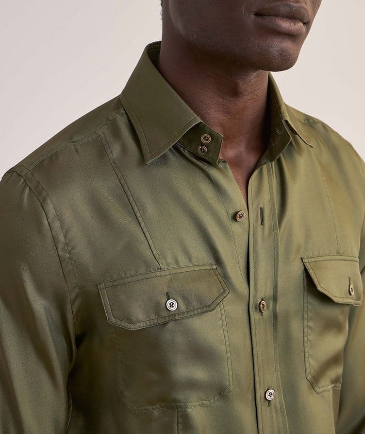 Chemise de style utilitaire en twill de soie image 3