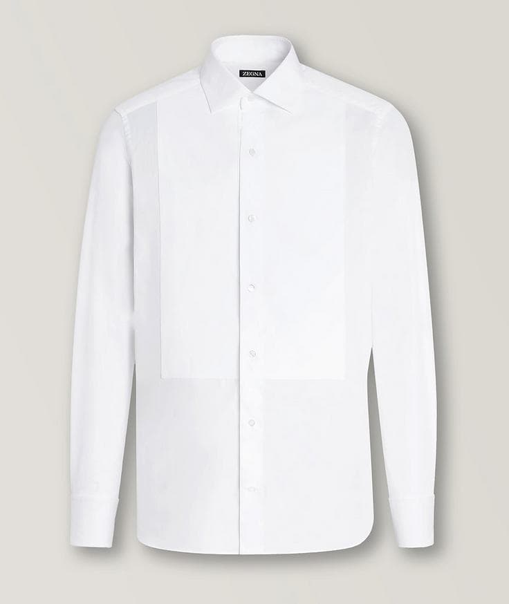 Zegna Textured Bib Cotton Tuxedo Shirt