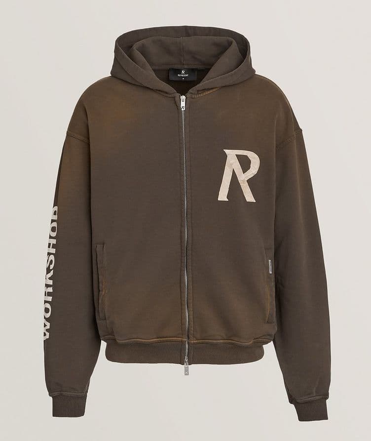 Tape Print Zip Hooded Sweater  image 0