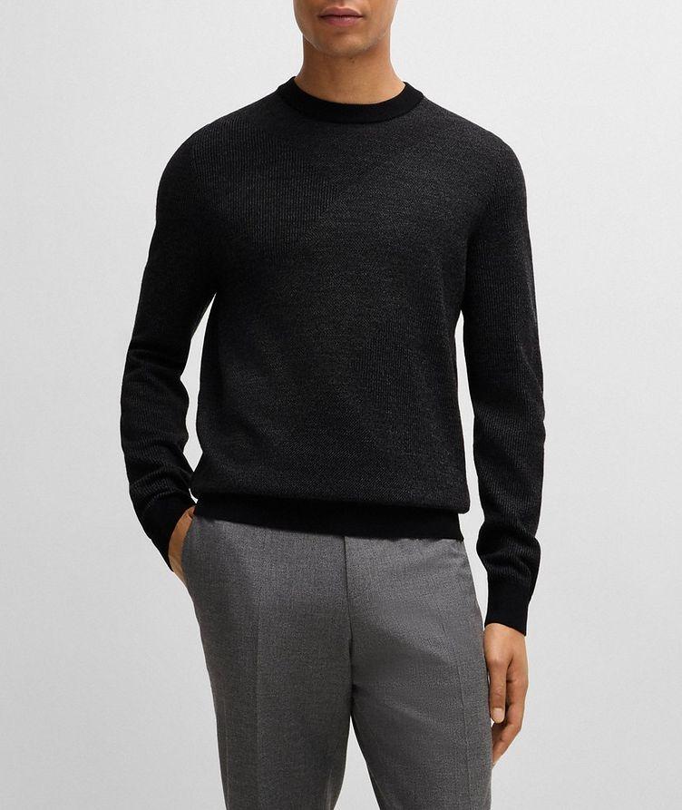 Ecalus Two-Tone Jacquard Wool Sweater  image 1