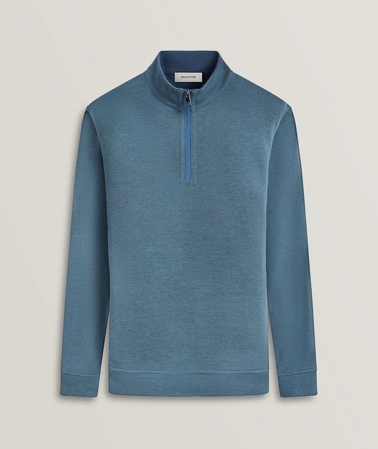 Cotton-Blend Reversible Quarter-Zip Sweater image 0