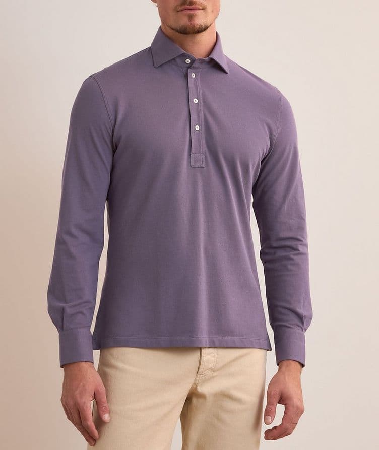 Cotton Piqué Long-Sleeve Polo image 1