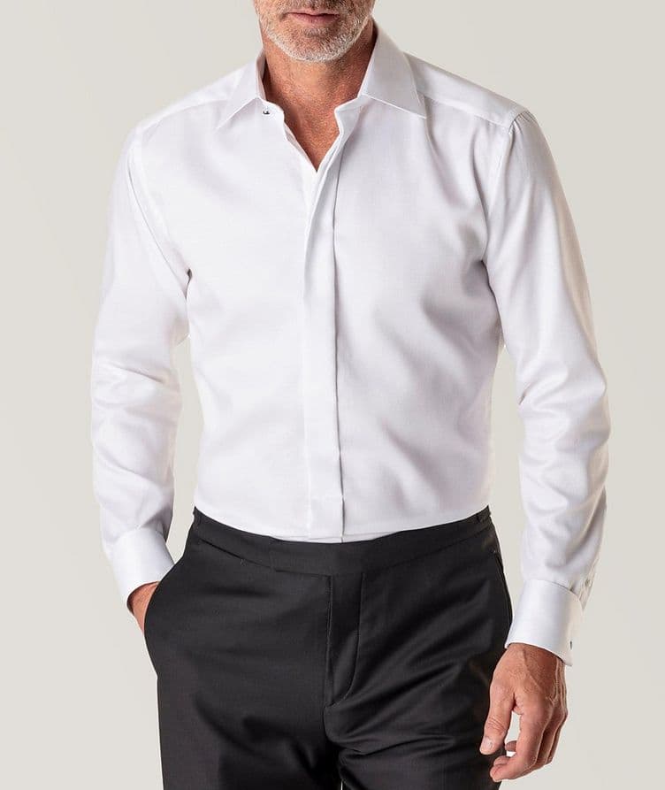 Contemporary-Fit Diamond Weave Tuxedo Shirt  image 1