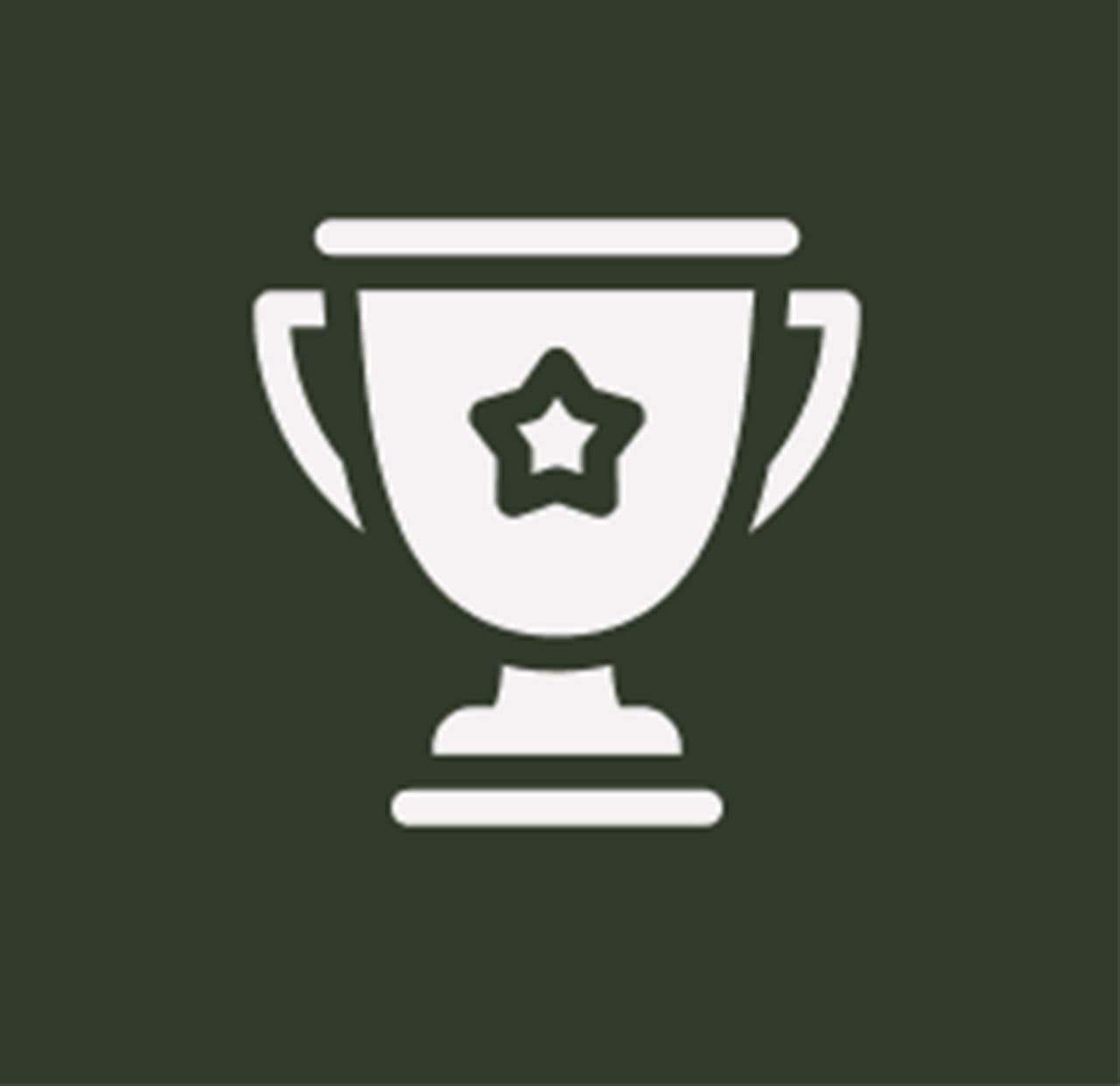 trophy icon on dark green backdrop