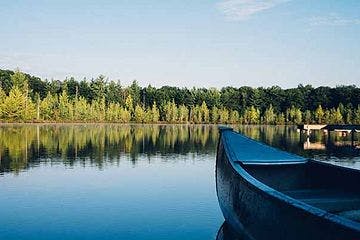 boat in lake with nature scenic view