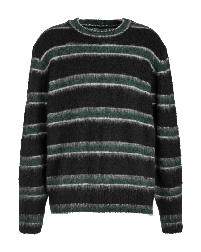NEUW Black and Green Wool-Blend Sweater with Timeless Stripes